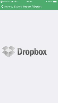 Viewranger: leerer Bildschirm mit Dropbox-Symbol