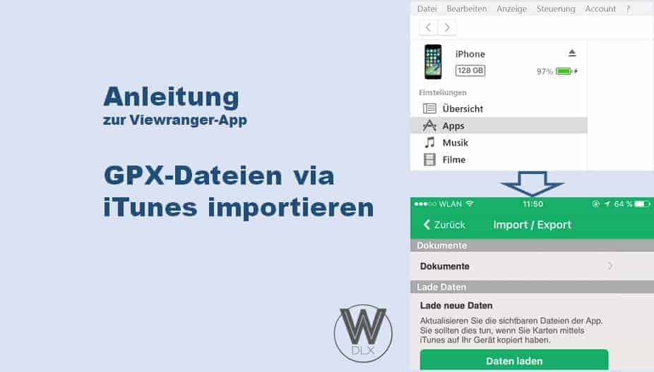 Viewranger App Anleitung GPX Dateien via iTunes importieren