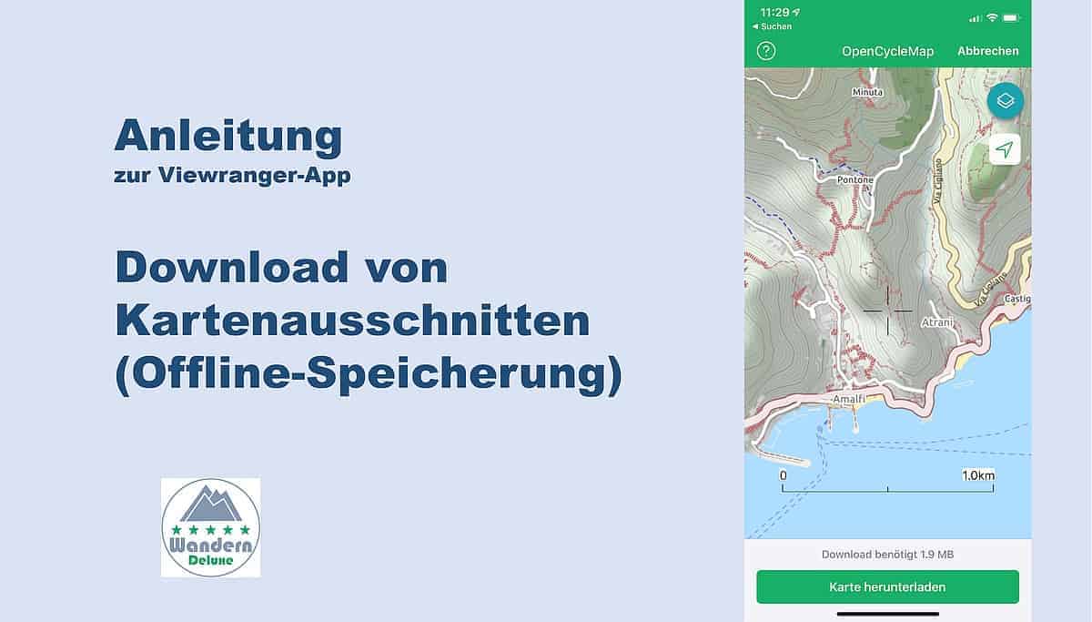 Download della mappa delle istruzioni dell'app Viewranger wanderndeluxe 2020