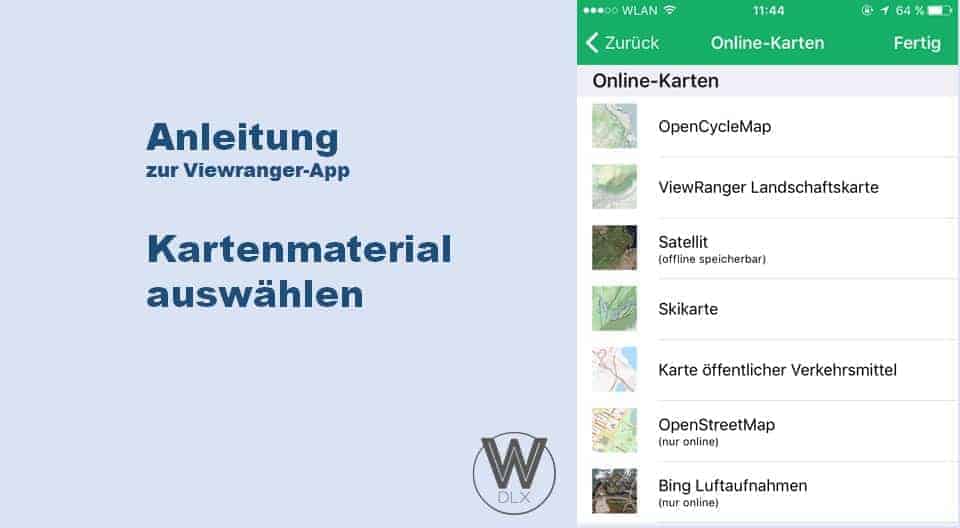 Viewranger App Kartenauswahl