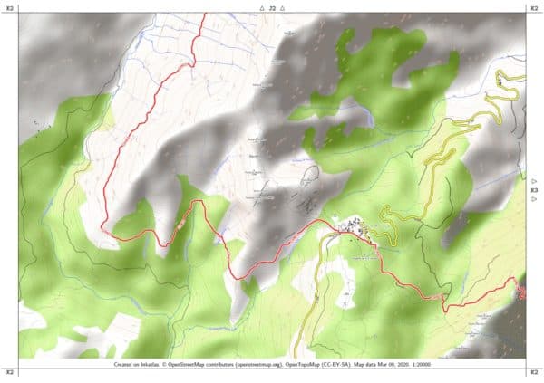 Visualização do mapa de caminhada em PDF Córsega GR 20 parte 2, folha K2