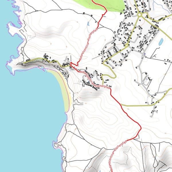 Aperçu de la carte de randonnée au format PDF Rota Vicentina résolution 300 dpi