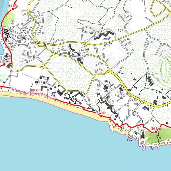 Mapa de caminhada do Algarve em pdf Faro Resolução Alvor 300 dpi