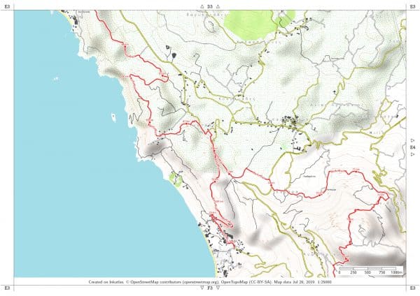 Preview pdf hiking map Corfu Trail sheet E3 with frame