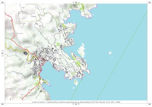 Anteprima pdf cartina escursionistica Costa Brava parte 1 foglio E4 con cornice