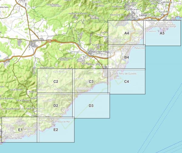 Aperçu de la carte de randonnée au format PDF sur la Costa Brava, partie 3