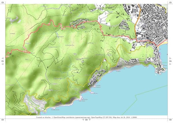 Preview pdf vandrekort Costa Brava del 3 ark C3 med ramme