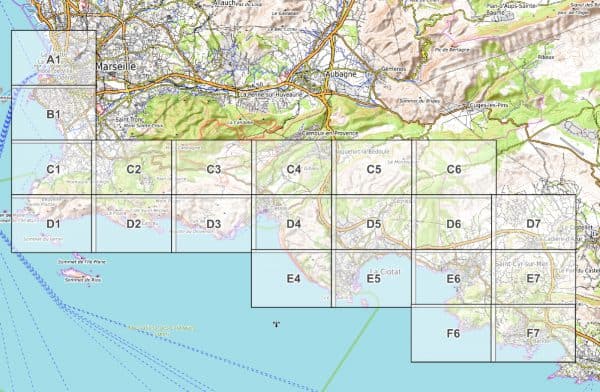 Vorschau pdf Wanderkarte Küstenwanderweg Marseille Blattübersicht