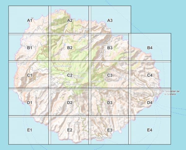 Vorschau pdf Wanderkarte La Gomera Blattübersicht