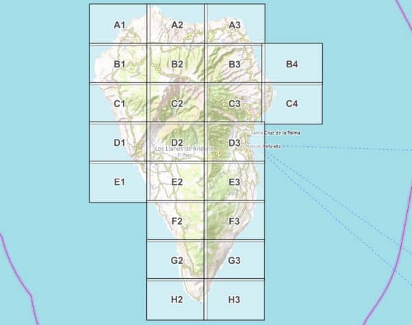 Vorschau pdf Wanderkarte La Palma Blattuebersicht