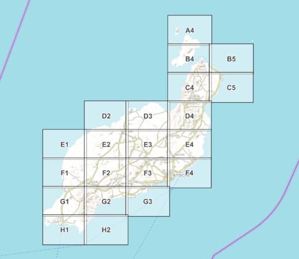 Vista previa pdf mapa de senderismo descripción general de la hoja de Lanzarote