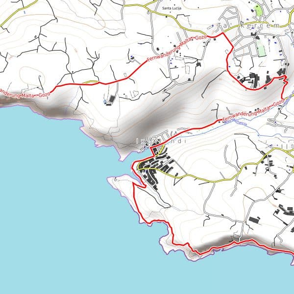 Visualize o mapa de caminhada em pdf Malta Gozo com resolução 300 dpi