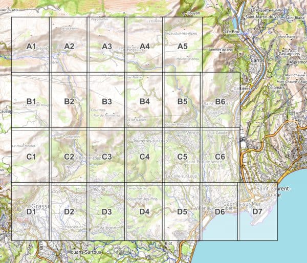 Preview pdf hiking map Nice Grasse Sheet Index