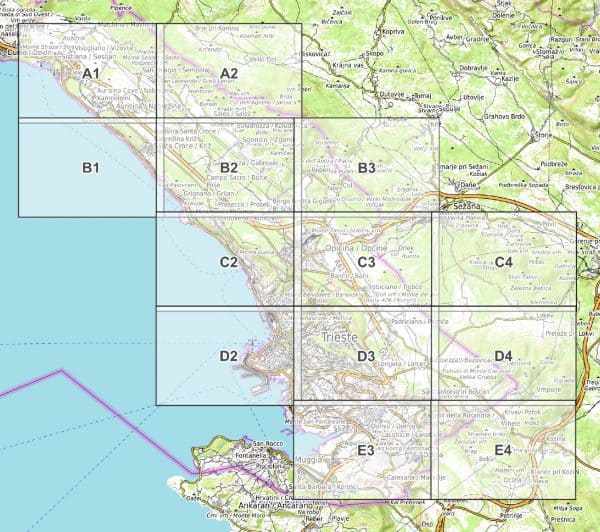 Visualize o mapa de caminhada em PDF Visão geral da folha de Trieste e arredores