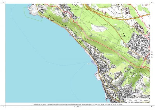 Visualize o mapa de caminhada em PDF de Trieste e arredores, folha C2