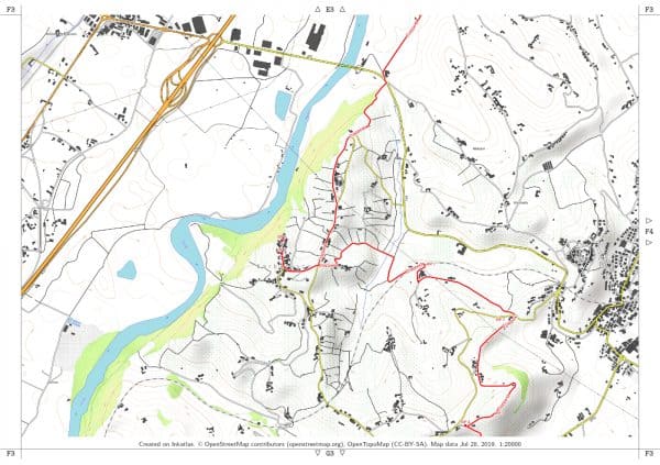 Preview pdf hiking map wine hiking Piedmont sheet F3 with frame